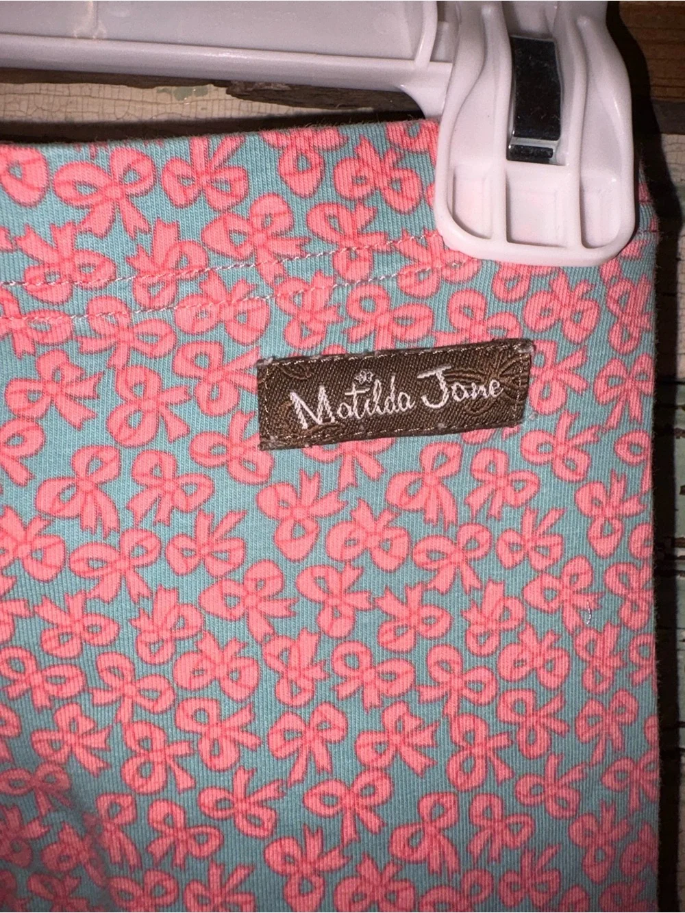 Matilda Jane Aqua & Pink Bow Floral Fox & Fox Print Leggings 2 piece Set Outfit